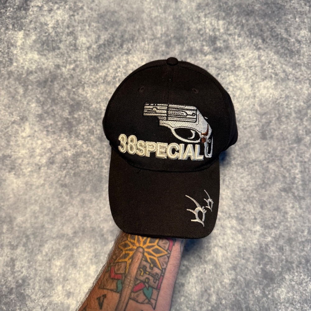 .38 Special Revolver Pistol Hat Black Embroidered Baseball Cap Adjustable Range